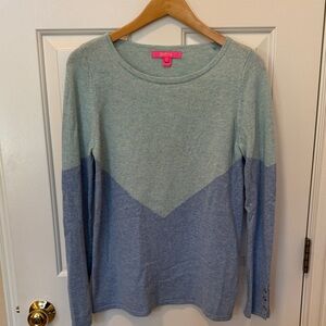 Lilly Pulitzer 100% Cashmere Two-Tone Blue Long Sleeve Top
